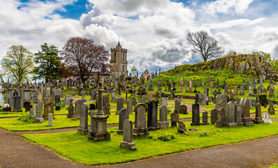A view across the graveyard at Holy Rude in Stirling on a summers day