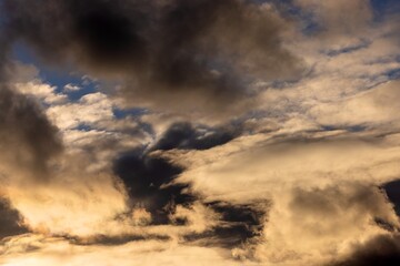 Fototapeta na wymiar Sunset with dramatic sky closeup photo