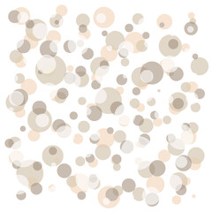 Numerous circles of different sizes on a neutral light-colored background. Abstract textile pattern with shapes.