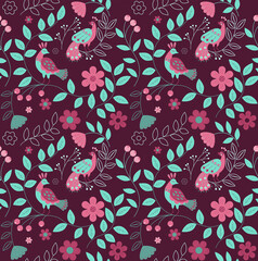 Fototapeta premium vector seamless pattern in monochrome colour blue scheme of tribal and ethnic stylized flowers. winter and cold palette 