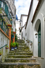 An alley between the houses of Raito, a village on the Amalfi coast in Italy.