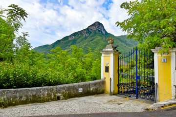 The garden gate of a house in Albori, a village on the Amalfi coast in Italy.