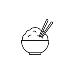 Rice in a bowl with chopsticks icon vector illustration