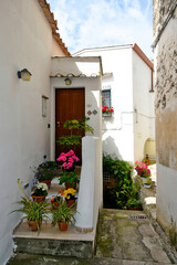 Fototapeta na wymiar An alley between the picturesque houses of Albori, a village on the Amalfi coast, Italy.