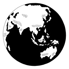 Globe earth graphic black white isolated sketch illustration vector 