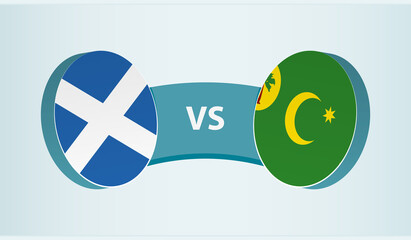 Scotland versus Cocos Islands, team sports competition concept.