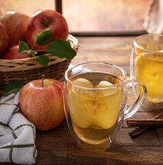 Glass of Apple Juice and Fresh Apples