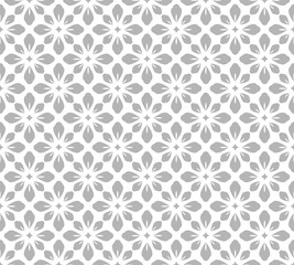 Flower geometric pattern. Seamless vector background. White and gray ornament. Ornament for fabric, wallpaper, packaging. Decorative print.