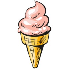 Ice-cream waffle cone vector isolated illustration on white