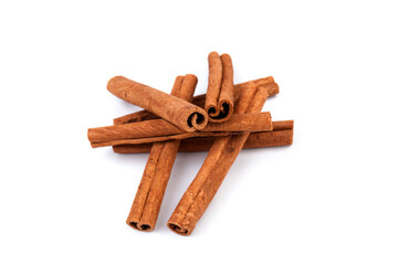 Fragrant cinnamon sticks isolated on white background