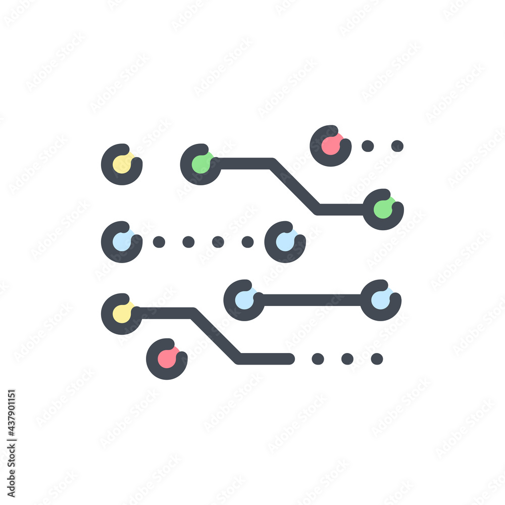 Poster neural connections color line icon. artificial intelligence connect vector outline colorful sign.