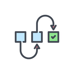 Automation and development structure color line icon. Algorithm and process vector outline colorful sign.