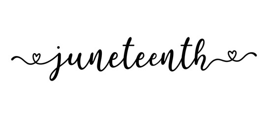 Hand sketched JUNETEENTH word as banner. Lettering or modern calligraphy. Vector