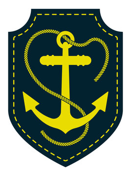 abstract military chevron with anchor and rope. Emblem of naval forces. Vector