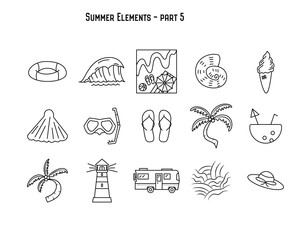 Vector design of various summer symbols. Part 5
