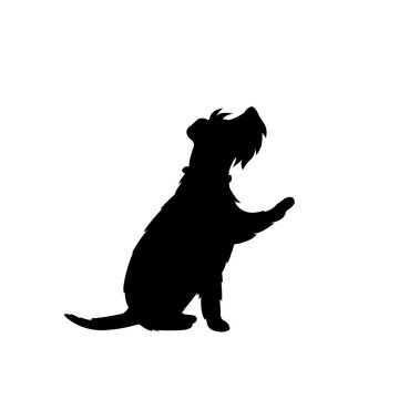 recommend clip art: cute dog giving a paw black silhouette vector graphic
