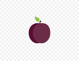 Fruit, plum icon. Vector illustration. Flat design.