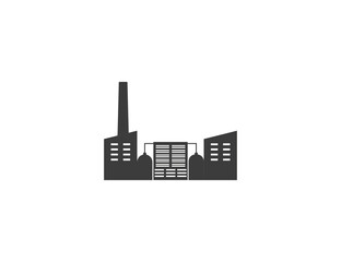Building, factory, industry icon on white background. Vector illustration.
