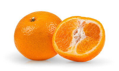 Tangerine or clementine on white background