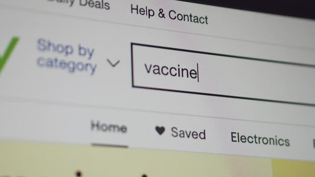 Typing the word vaccine in search line in web