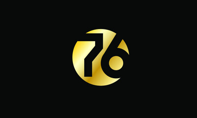 76 Circle Gold Negative Space Number  