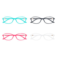 Glasses frame illustration set (white background, vector, cutout)