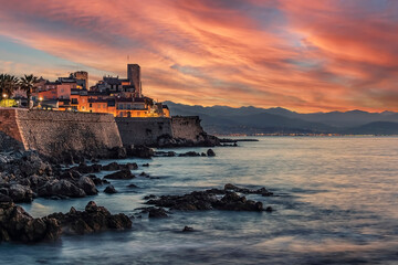 The coastline on the French Riviera in Antibes