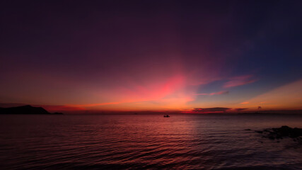 Sunset beach and twilight sky pattaya thailand.