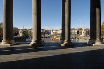 piazza Vittorio  is a large square. The bridge Vittorio Emanuele I, connects it to the square of the Church of the Gran Madre di Dio and the district of Borgo Po.