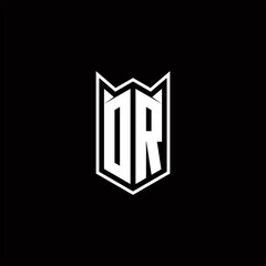 DR Logo monogram with shield shape designs template