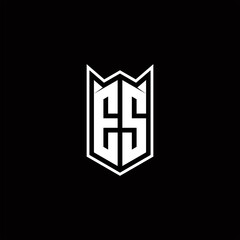 ES Logo monogram with shield shape designs template