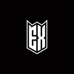EX Logo monogram with shield shape designs template