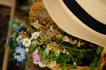 hat and flowers