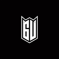 GU Logo monogram with shield shape designs template