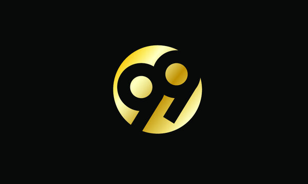 99 Circle Gold Negative Space Number  