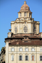 Fototapeta na wymiar The Real Church of San Lorenzo is a church in Turin built by the Savoy, it is located on the central Piazza Castello just a few steps from the square of the Royal Palace.