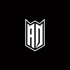 AQ Logo monogram with shield shape designs template