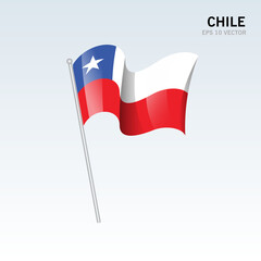 Chile  waving flag isolated on gray background