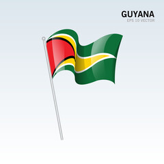 Guyana waving flag isolated on gray background