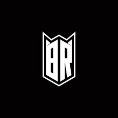 BR Logo monogram with shield shape designs template