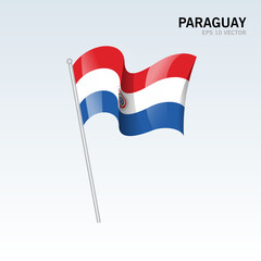 Fototapeta na wymiar paraguay waving flag isolated on gray background