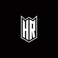 HR Logo monogram with shield shape designs template