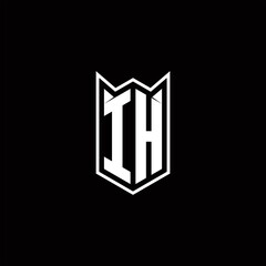 IH Logo monogram with shield shape designs template