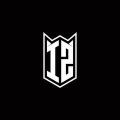 IZ Logo monogram with shield shape designs template