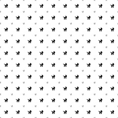 Square seamless background pattern from black baby carriage symbols are different sizes and opacity. The pattern is evenly filled. Vector illustration on white background