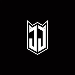 JJ Logo monogram with shield shape designs template