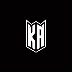 KA Logo monogram with shield shape designs template