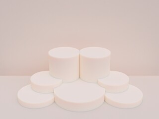 Scene with podium for mock up presentation in minimalism style with copy space, 3d render abstract background