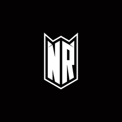 NR Logo monogram with shield shape designs template