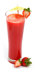strawberry smoothie isolated on white
